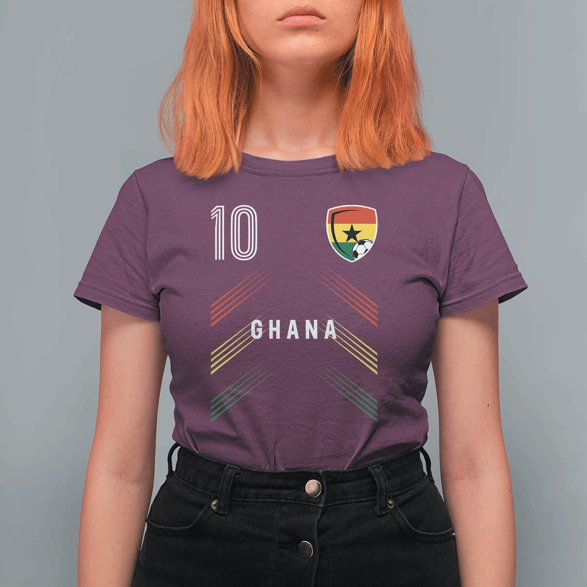 Ghana Soccer Sports Graphic Number 10 Jersey Style T Shirt For Women Proud Ghanaian Football Fans Game Day Pride