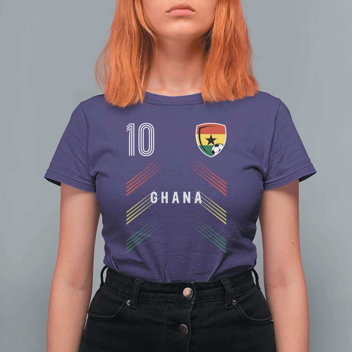 Ghana Soccer Sports Graphic Number 10 Jersey Style T Shirt For Women Proud Ghanaian Football Fans Game Day Pride
