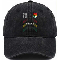 Ghana Soccer Sports Graphic Number 10 Jersey Style Washed Cotton Baseball Cap Proud Ghanaian Football Fans Game Day Pride