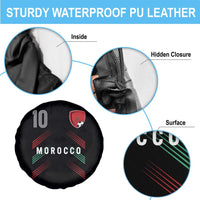 Morocco Soccer Sports Graphic Number 10 Jersey Style Spare Tire Cover Proud Moroccan Football Fans Game Day Maghreb Pride