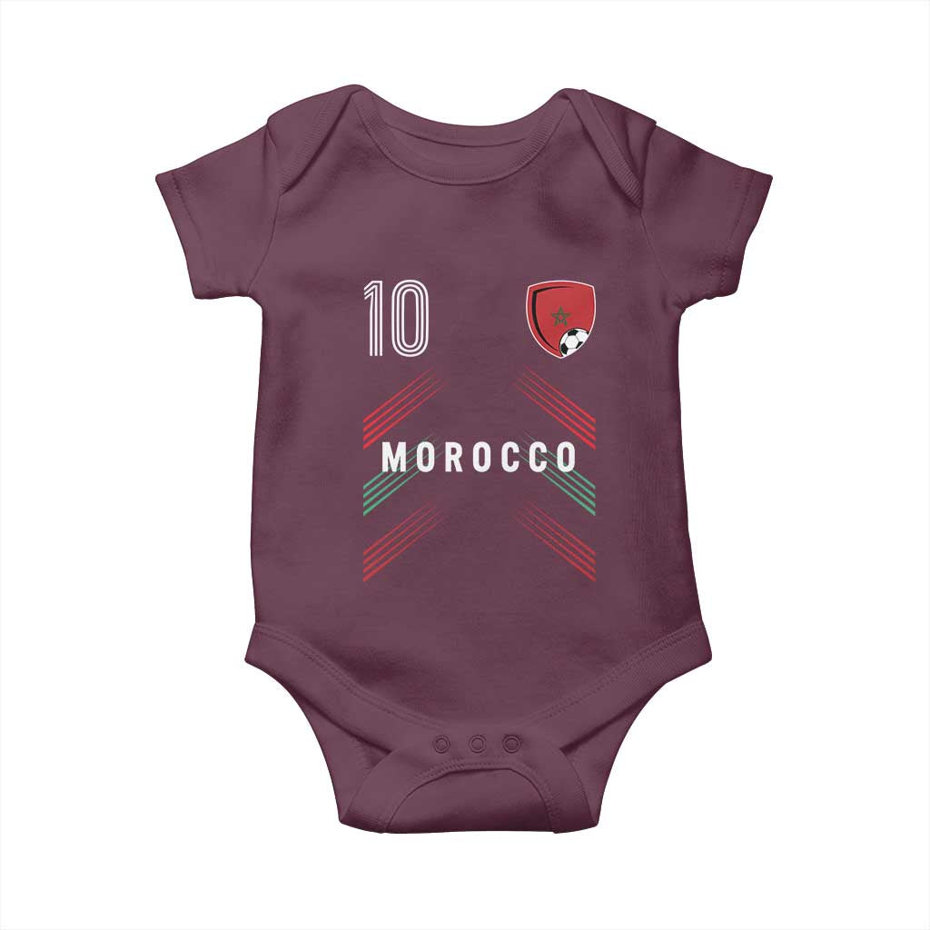Morocco Soccer Sports Graphic Number 10 Jersey Style Baby Onesie Proud Moroccan Football Fans Game Day Maghreb Pride