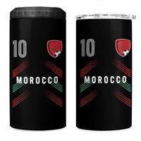 Morocco Soccer Sports Graphic Number 10 Jersey Style 4 in 1 Can Cooler Tumbler Proud Moroccan Football Fans Game Day Maghreb Pride