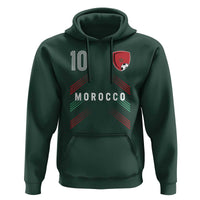 Morocco Soccer Sports Graphic Number 10 Jersey Style Hoodie Proud Moroccan Football Fans Game Day Maghreb Pride