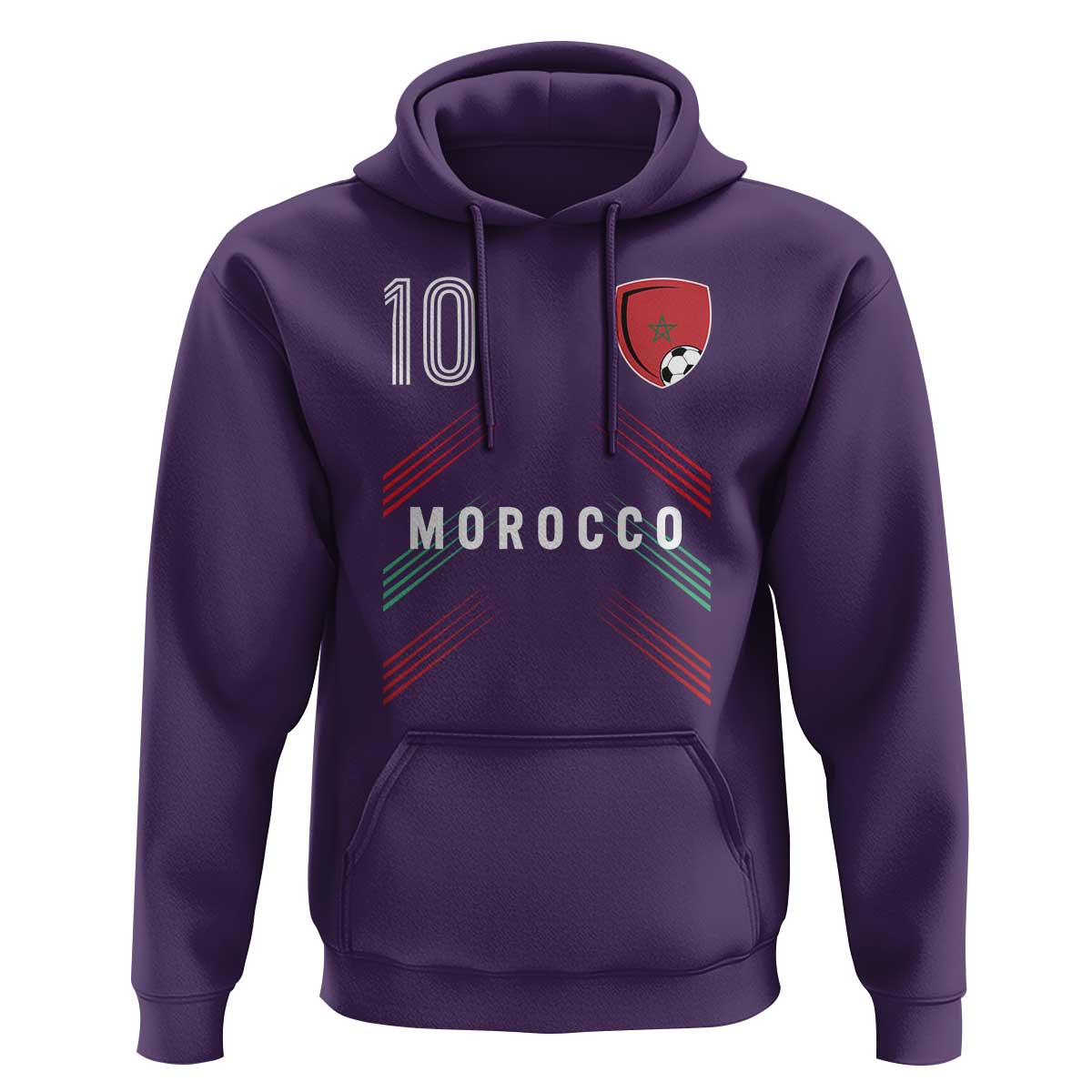 Morocco Soccer Sports Graphic Number 10 Jersey Style Hoodie Proud Moroccan Football Fans Game Day Maghreb Pride