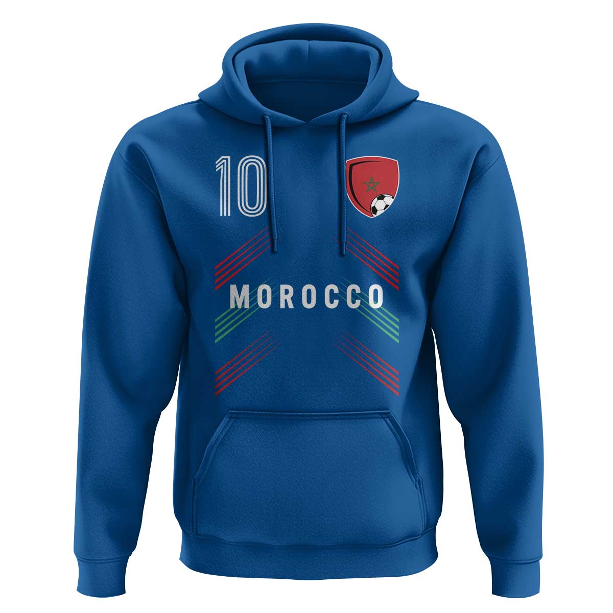 Morocco Soccer Sports Graphic Number 10 Jersey Style Hoodie Proud Moroccan Football Fans Game Day Maghreb Pride