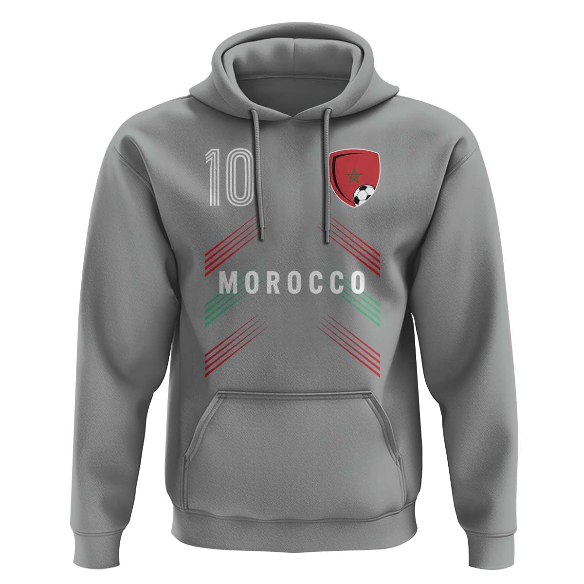 Morocco Soccer Sports Graphic Number 10 Jersey Style Hoodie Proud Moroccan Football Fans Game Day Maghreb Pride