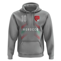 Morocco Soccer Sports Graphic Number 10 Jersey Style Hoodie Proud Moroccan Football Fans Game Day Maghreb Pride