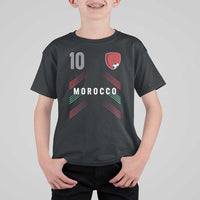 Morocco Soccer Sports Graphic Number 10 Jersey Style T Shirt For Kid Proud Moroccan Football Fans Game Day Maghreb Pride