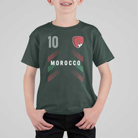 Morocco Soccer Sports Graphic Number 10 Jersey Style T Shirt For Kid Proud Moroccan Football Fans Game Day Maghreb Pride