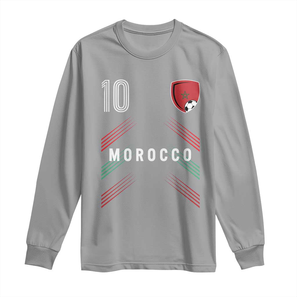 Morocco Soccer Sports Graphic Number 10 Jersey Style Long Sleeve Shirt Proud Moroccan Football Fans Game Day Maghreb Pride
