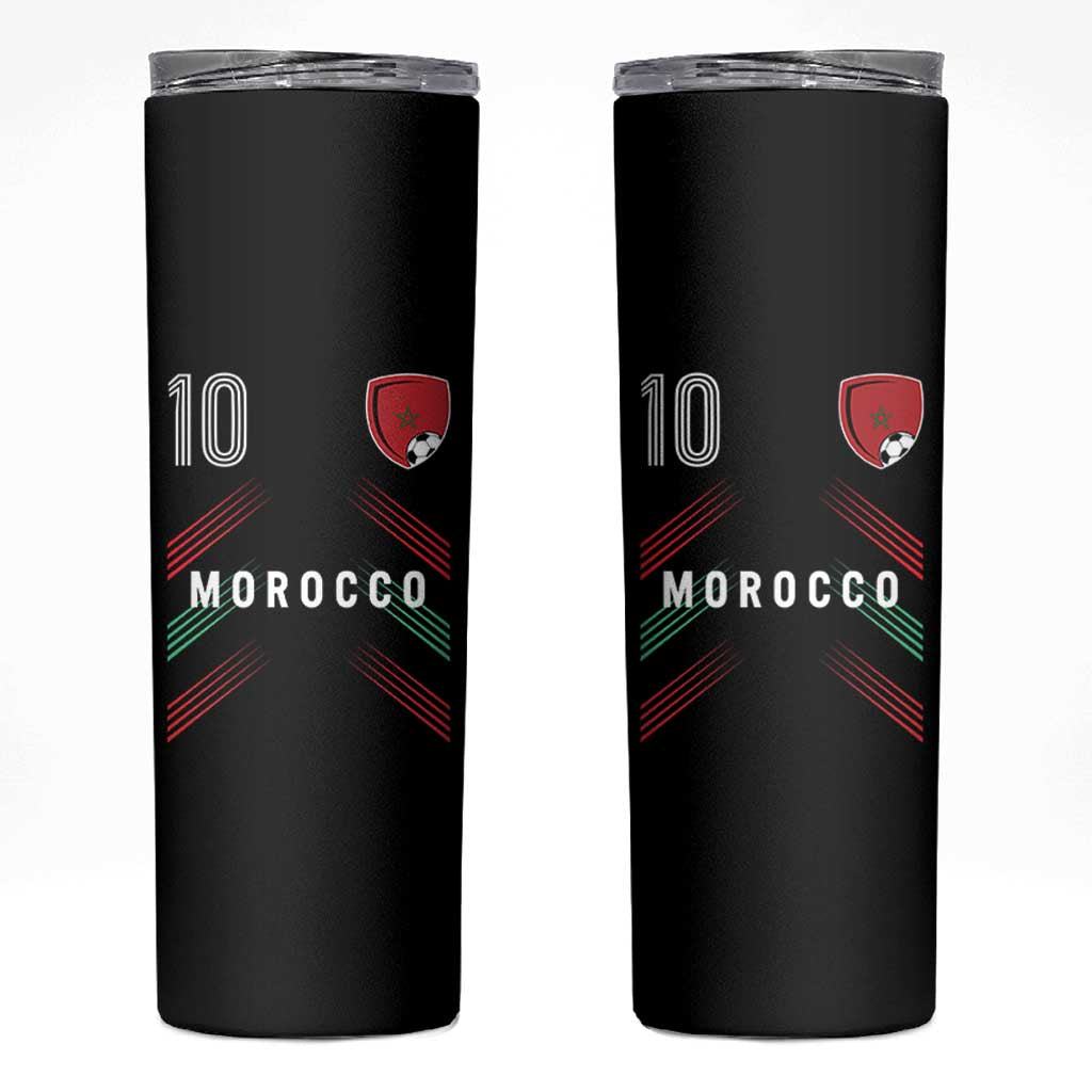 Morocco Soccer Sports Graphic Number 10 Jersey Style Skinny Tumbler Proud Moroccan Football Fans Game Day Maghreb Pride