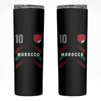 Morocco Soccer Sports Graphic Number 10 Jersey Style Skinny Tumbler Proud Moroccan Football Fans Game Day Maghreb Pride