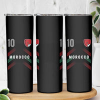 Morocco Soccer Sports Graphic Number 10 Jersey Style Skinny Tumbler Proud Moroccan Football Fans Game Day Maghreb Pride
