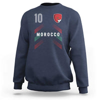Morocco Soccer Sports Graphic Number 10 Jersey Style Sweatshirt Proud Moroccan Football Fans Game Day Maghreb Pride