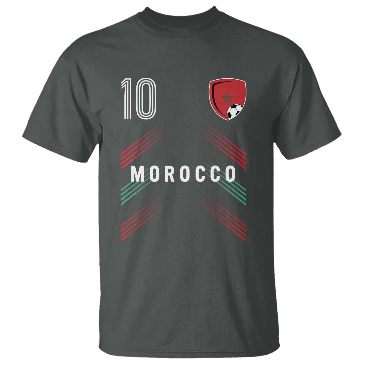 Morocco Soccer Sports Graphic Number 10 Jersey Style T Shirt Proud Moroccan Football Fans Game Day Maghreb Pride