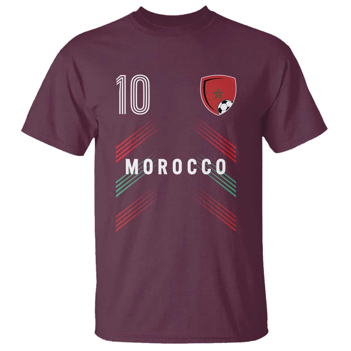 Morocco Soccer Sports Graphic Number 10 Jersey Style T Shirt Proud Moroccan Football Fans Game Day Maghreb Pride