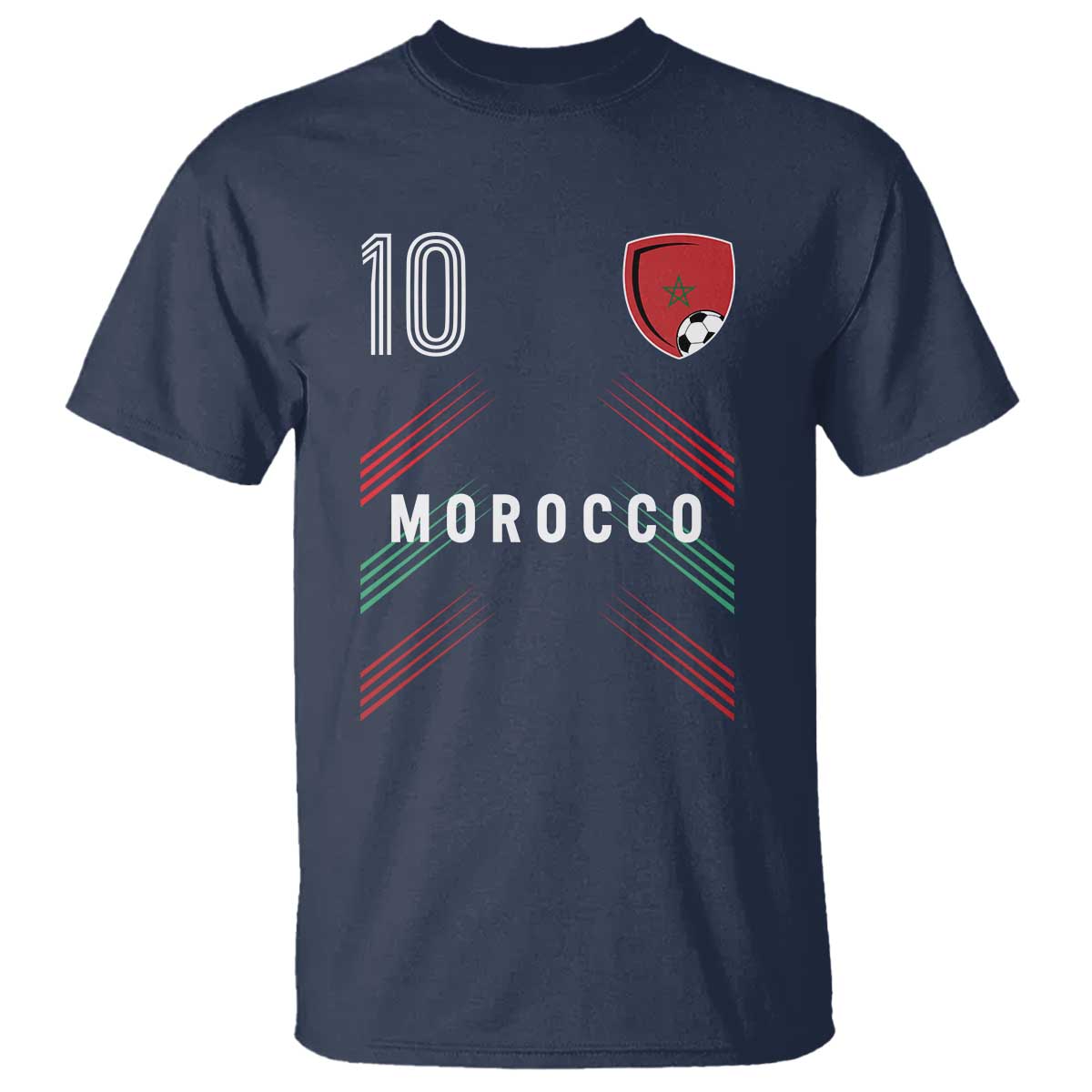 Morocco Soccer Sports Graphic Number 10 Jersey Style T Shirt Proud Moroccan Football Fans Game Day Maghreb Pride
