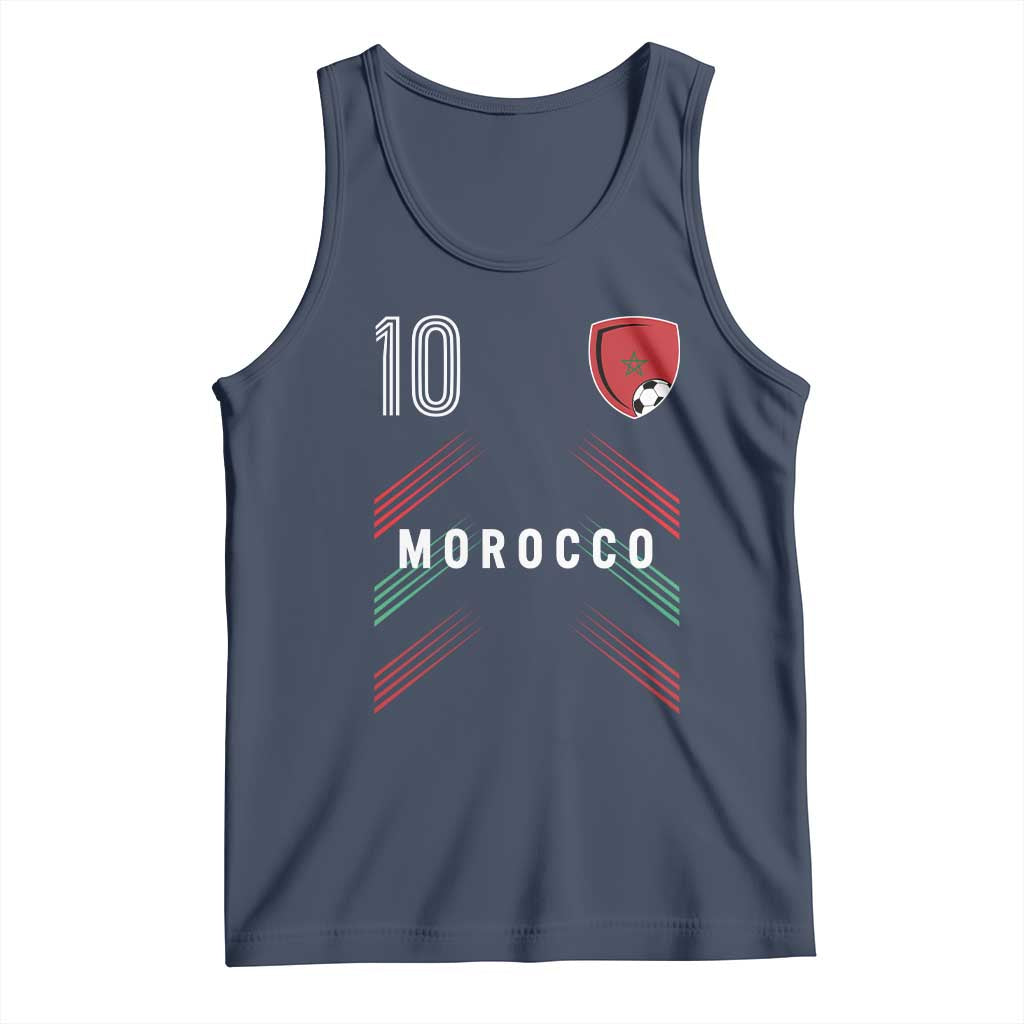 Morocco Soccer Sports Graphic Number 10 Jersey Style Tank Top Proud Moroccan Football Fans Game Day Maghreb Pride