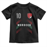 Morocco Soccer Sports Graphic Number 10 Jersey Style Toddler T Shirt Proud Moroccan Football Fans Game Day Maghreb Pride