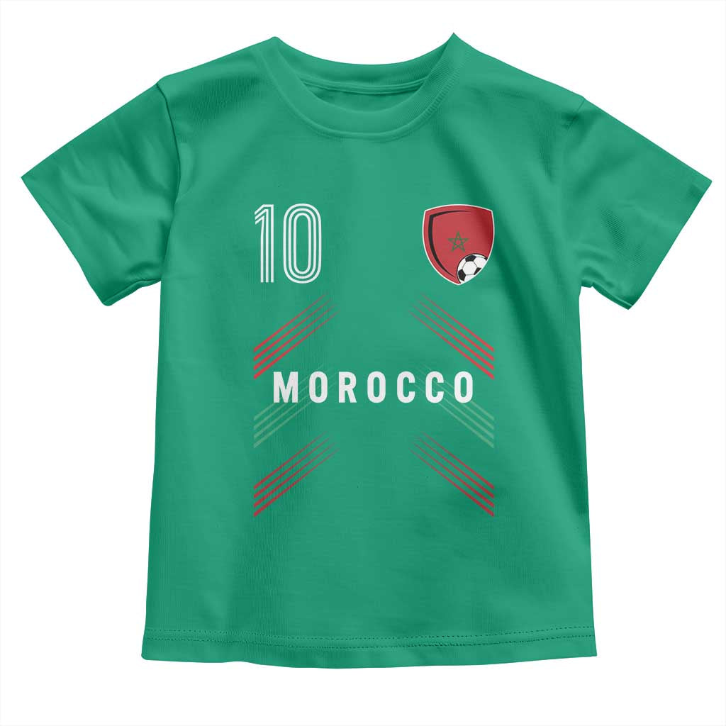 Morocco Soccer Sports Graphic Number 10 Jersey Style Toddler T Shirt Proud Moroccan Football Fans Game Day Maghreb Pride