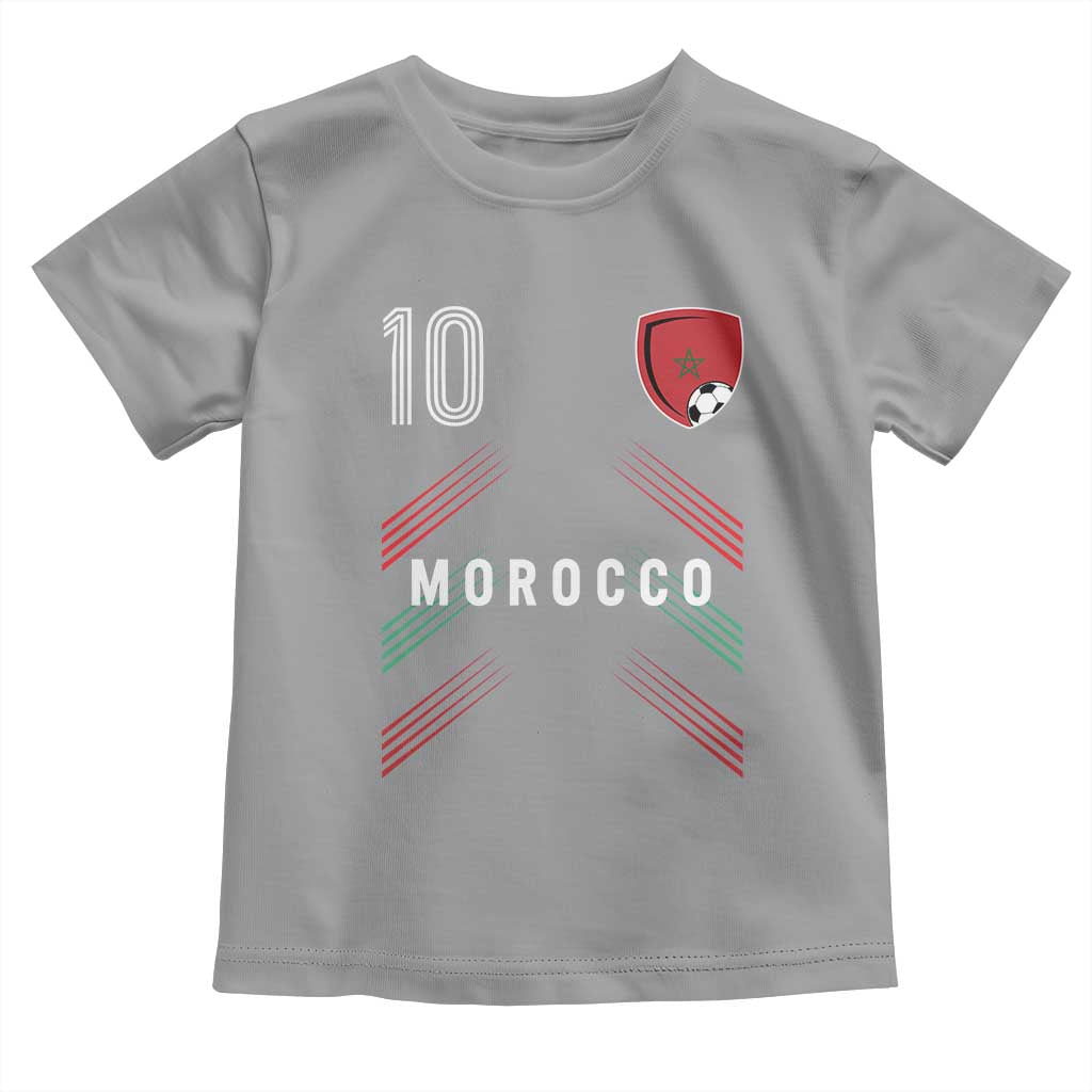 Morocco Soccer Sports Graphic Number 10 Jersey Style Toddler T Shirt Proud Moroccan Football Fans Game Day Maghreb Pride