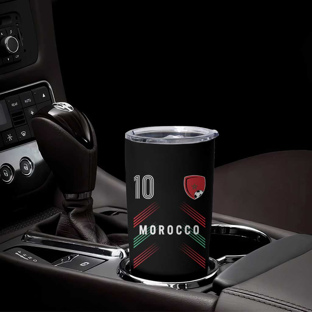 Morocco Soccer Sports Graphic Number 10 Jersey Style Tumbler Cup Proud Moroccan Football Fans Game Day Maghreb Pride