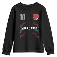 Morocco Soccer Sports Graphic Number 10 Jersey Style Youth Sweatshirt Proud Moroccan Football Fans Game Day Maghreb Pride