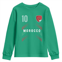 Morocco Soccer Sports Graphic Number 10 Jersey Style Youth Sweatshirt Proud Moroccan Football Fans Game Day Maghreb Pride