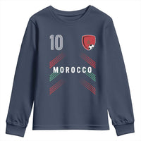 Morocco Soccer Sports Graphic Number 10 Jersey Style Youth Sweatshirt Proud Moroccan Football Fans Game Day Maghreb Pride