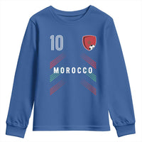 Morocco Soccer Sports Graphic Number 10 Jersey Style Youth Sweatshirt Proud Moroccan Football Fans Game Day Maghreb Pride