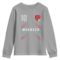 Morocco Soccer Sports Graphic Number 10 Jersey Style Youth Sweatshirt Proud Moroccan Football Fans Game Day Maghreb Pride