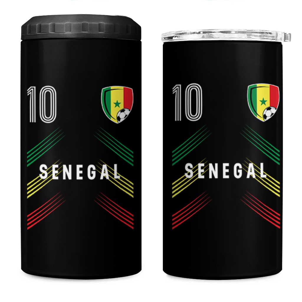 Senegal Soccer Sports Graphic Number 10 Jersey Style 4 in 1 Can Cooler Tumbler Proud Senegalese Football Fans Game Day Pride