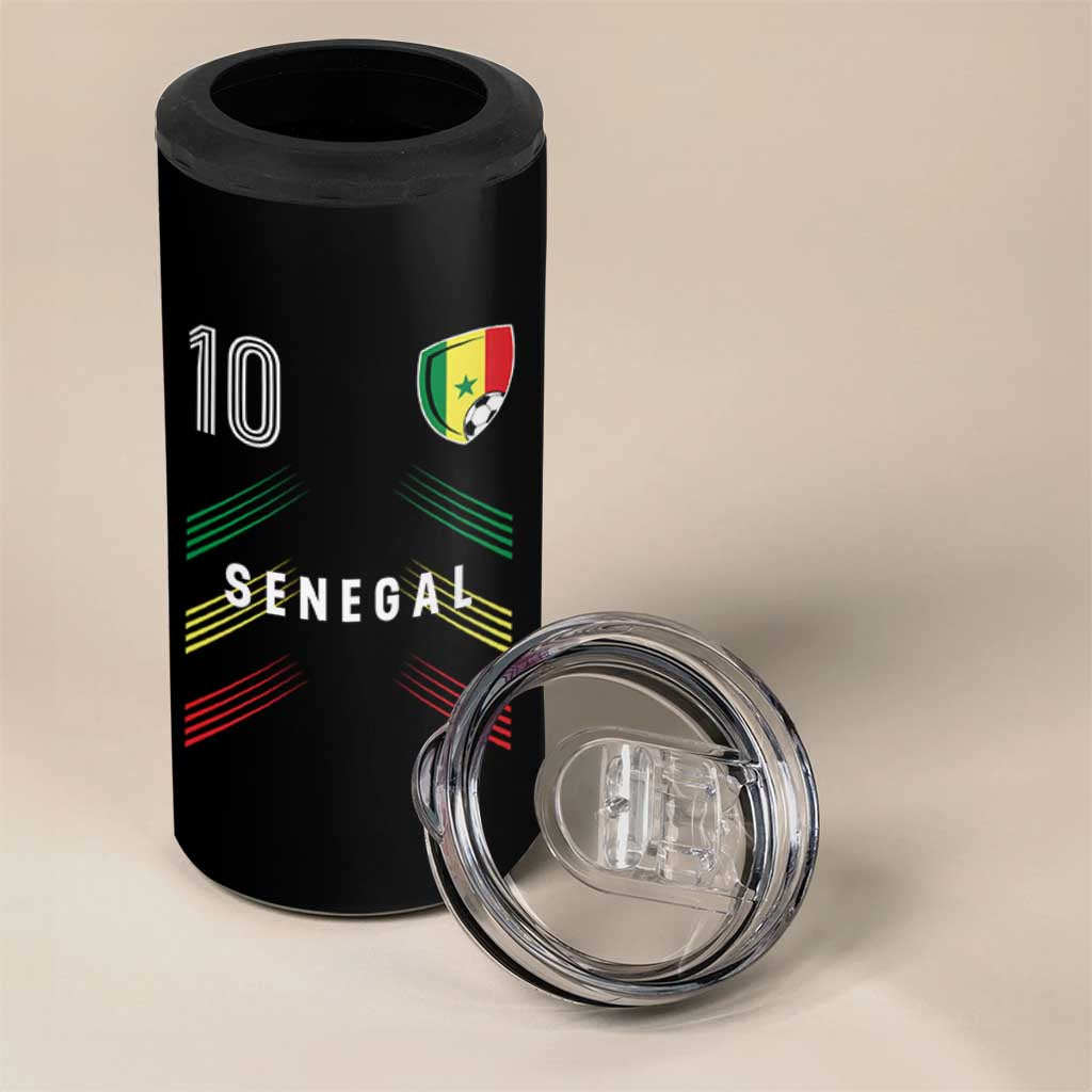 Senegal Soccer Sports Graphic Number 10 Jersey Style 4 in 1 Can Cooler Tumbler Proud Senegalese Football Fans Game Day Pride