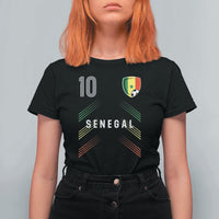 Senegal Soccer Sports Graphic Number 10 Jersey Style T Shirt For Women Proud Senegalese Football Fans Game Day Pride