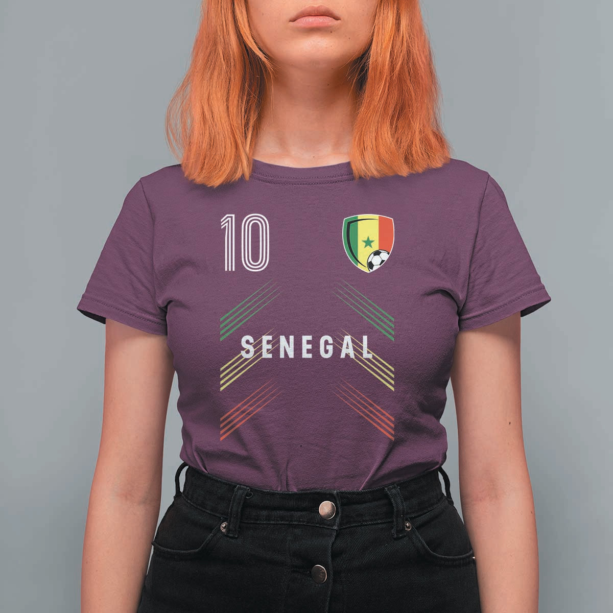 Senegal Soccer Sports Graphic Number 10 Jersey Style T Shirt For Women Proud Senegalese Football Fans Game Day Pride