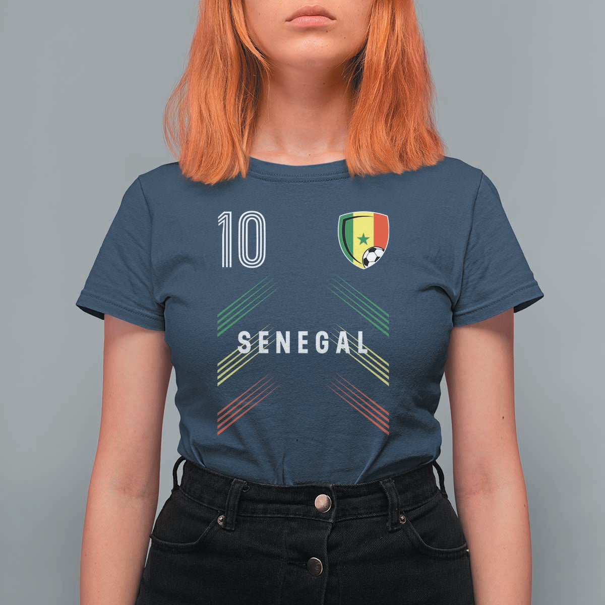 Senegal Soccer Sports Graphic Number 10 Jersey Style T Shirt For Women Proud Senegalese Football Fans Game Day Pride