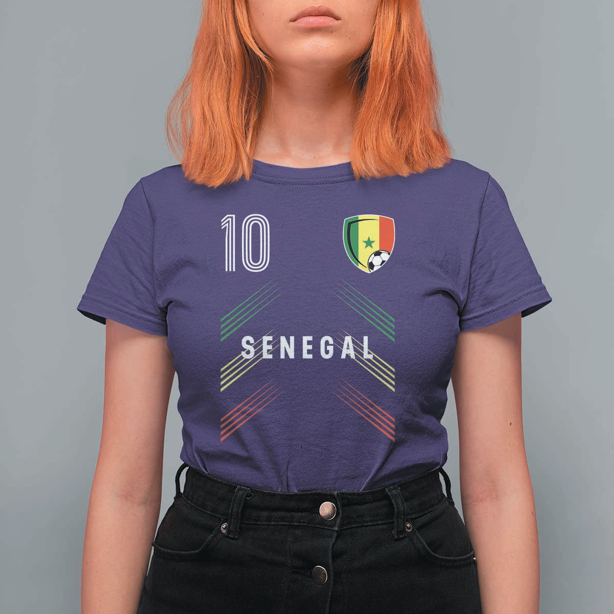 Senegal Soccer Sports Graphic Number 10 Jersey Style T Shirt For Women Proud Senegalese Football Fans Game Day Pride