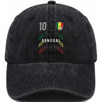 Senegal Soccer Sports Graphic Number 10 Jersey Style Washed Cotton Baseball Cap Proud Senegalese Football Fans Game Day Pride