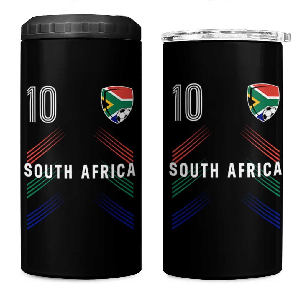 South Africa Soccer Sports Graphic Number 10 Jersey Style 4 in 1 Can Cooler Tumbler Proud South African Football Fans Game Day Pride