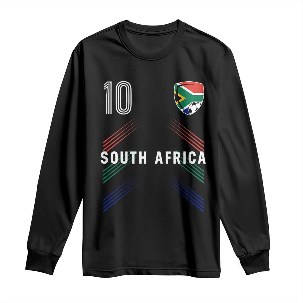 South Africa Soccer Sports Graphic Number 10 Jersey Style Long Sleeve Shirt Proud South African Football Fans Game Day Pride