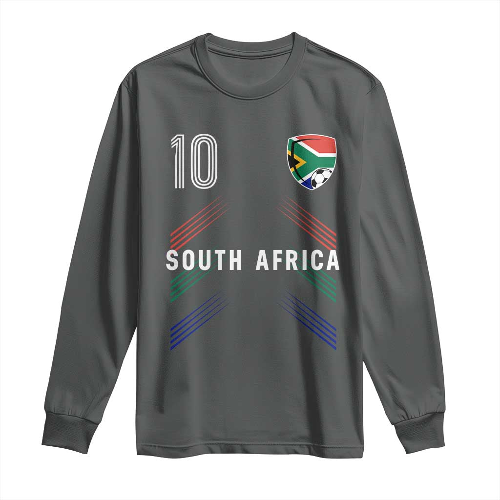 South Africa Soccer Sports Graphic Number 10 Jersey Style Long Sleeve Shirt Proud South African Football Fans Game Day Pride