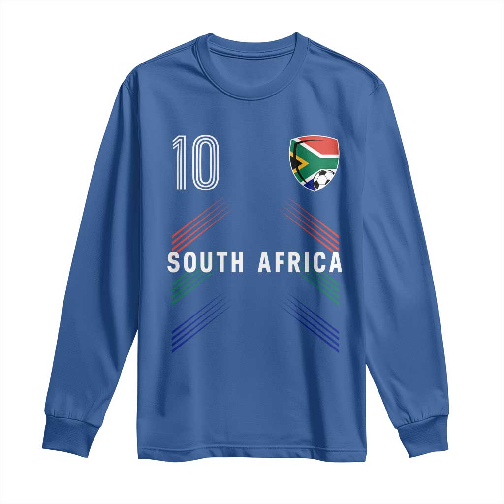 South Africa Soccer Sports Graphic Number 10 Jersey Style Long Sleeve Shirt Proud South African Football Fans Game Day Pride