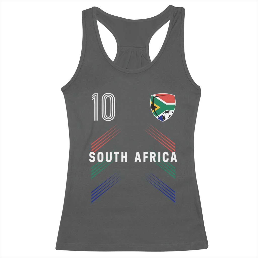 South Africa Soccer Sports Graphic Number 10 Jersey Style Racerback Tank Top Proud South African Football Fans Game Day Pride
