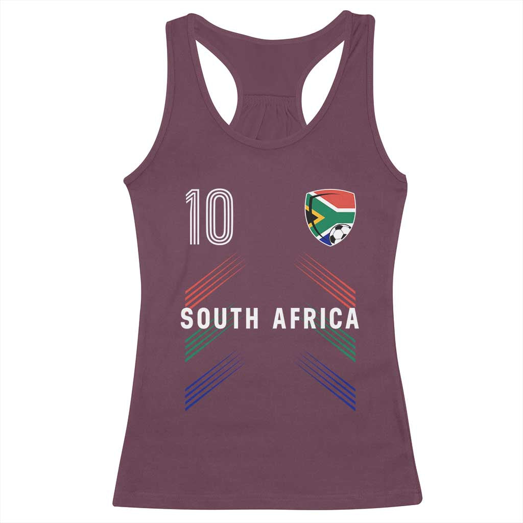 South Africa Soccer Sports Graphic Number 10 Jersey Style Racerback Tank Top Proud South African Football Fans Game Day Pride