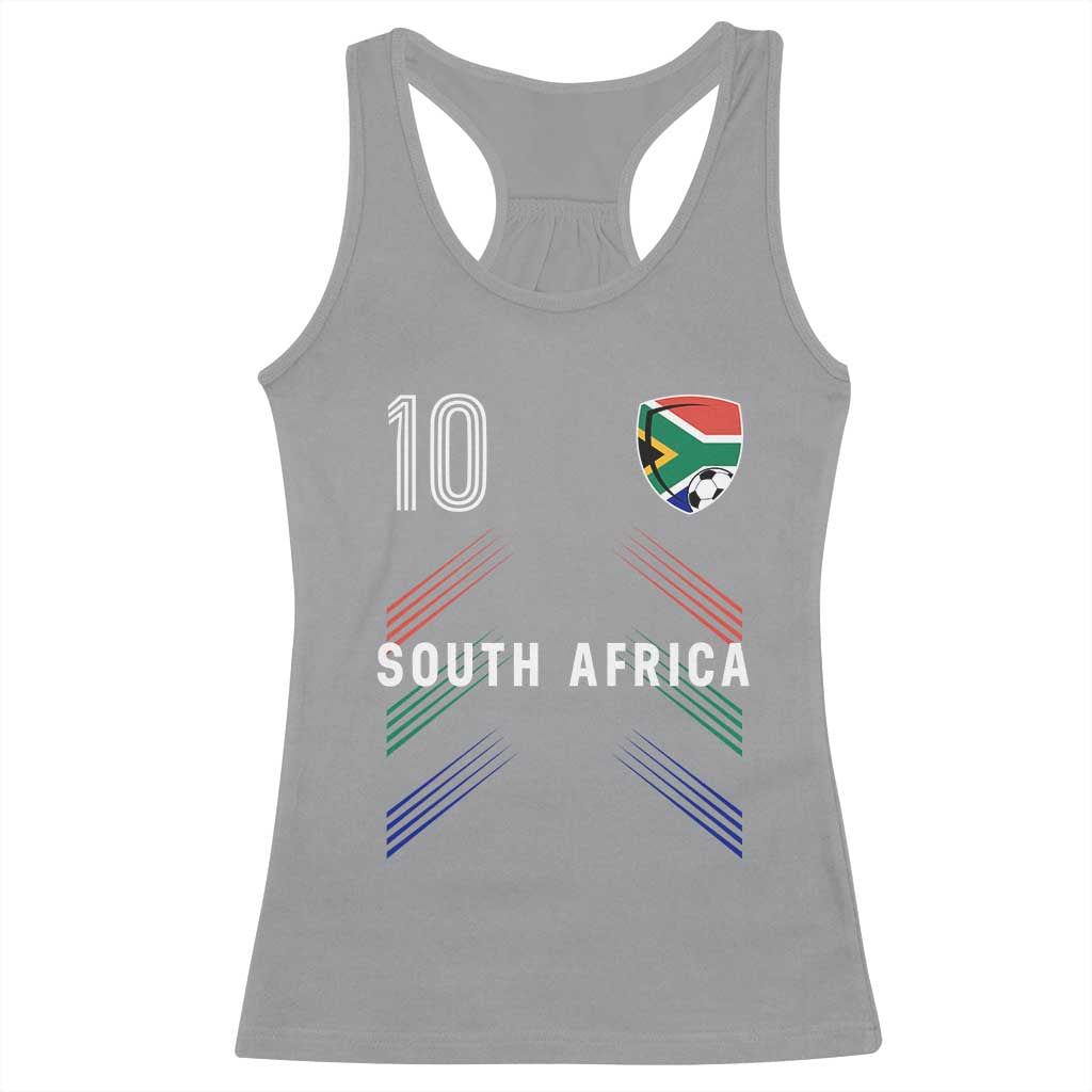 South Africa Soccer Sports Graphic Number 10 Jersey Style Racerback Tank Top Proud South African Football Fans Game Day Pride
