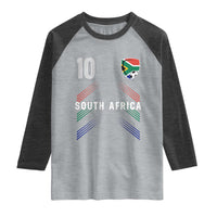 South Africa Soccer Sports Graphic Number 10 Jersey Style Raglan Shirt Proud South African Football Fans Game Day Pride