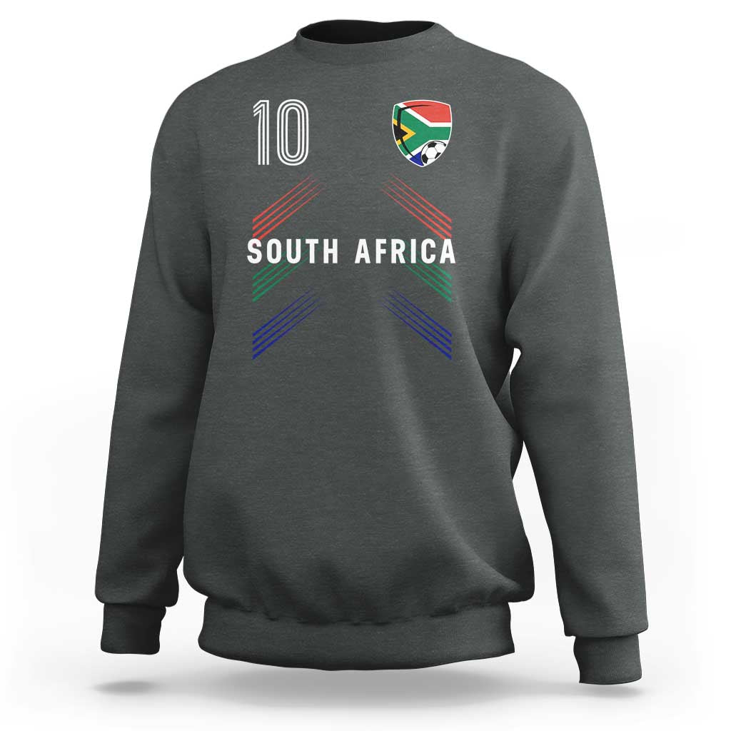 South Africa Soccer Sports Graphic Number 10 Jersey Style Sweatshirt Proud South African Football Fans Game Day Pride