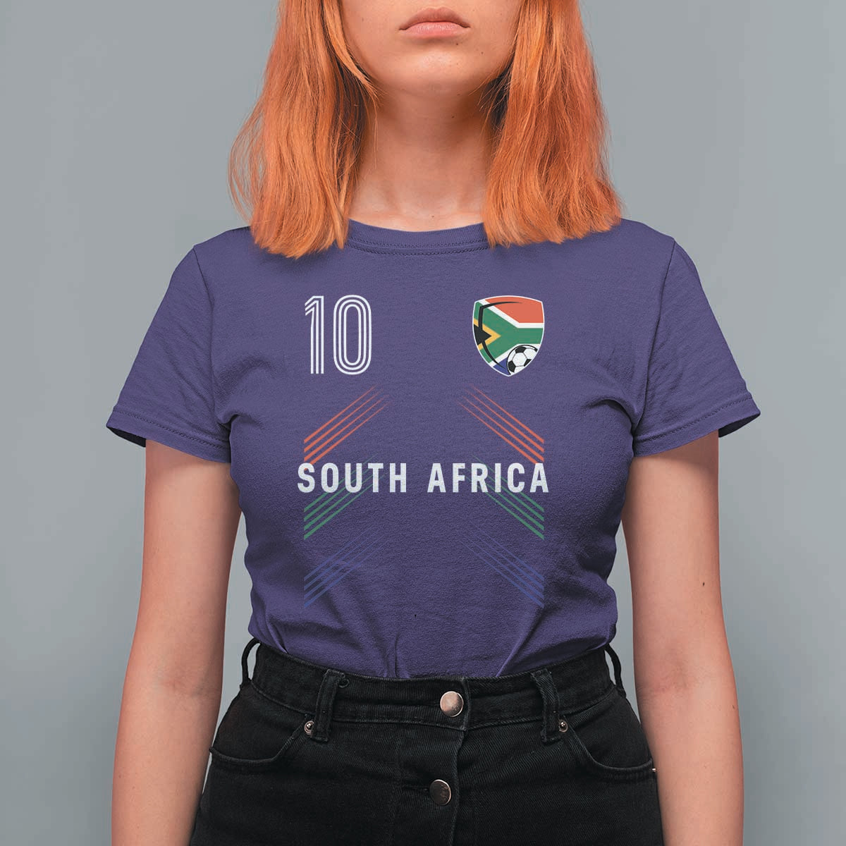 South Africa Soccer Sports Graphic Number 10 Jersey Style T Shirt For Women Proud South African Football Fans Game Day Pride