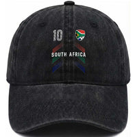 South Africa Soccer Sports Graphic Number 10 Jersey Style Washed Cotton Baseball Cap Proud South African Football Fans Game Day Pride