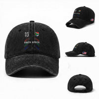 South Africa Soccer Sports Graphic Number 10 Jersey Style Washed Cotton Baseball Cap Proud South African Football Fans Game Day Pride